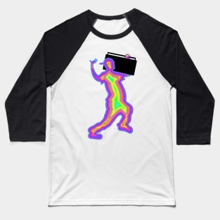 1980s Neon Silhouette with a Boombox Baseball T-Shirt